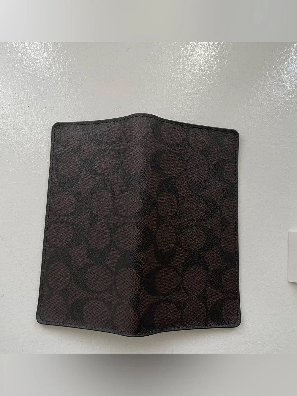 Coach brown black logo wallet insert